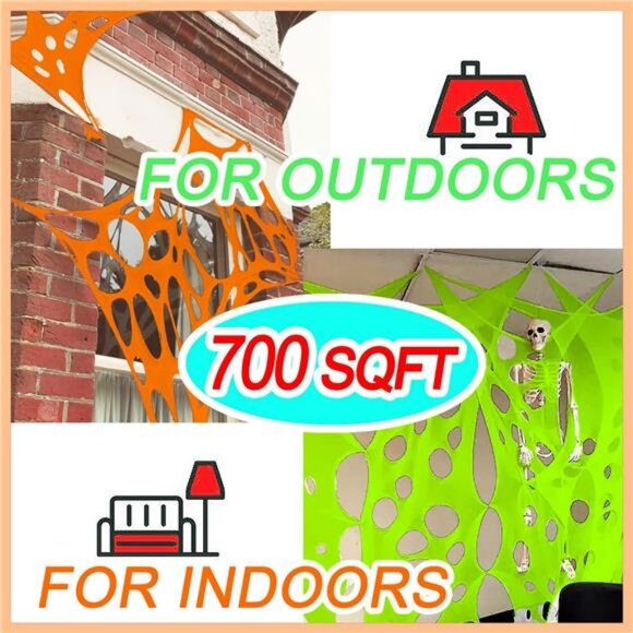 700 sqft Tri-Color Giant Durable Spider Web Halloween Decoration Outdoor - Picture 4 of 7